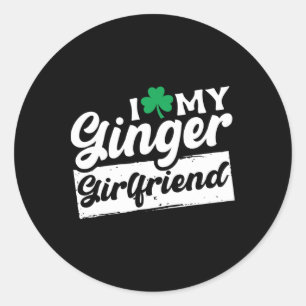 Ich liebe meinen ingwerroten Shamrock St Patricks Runder Aufkleber