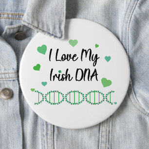 Ich liebe meinen irischen DNA-Shamrock-Button Button