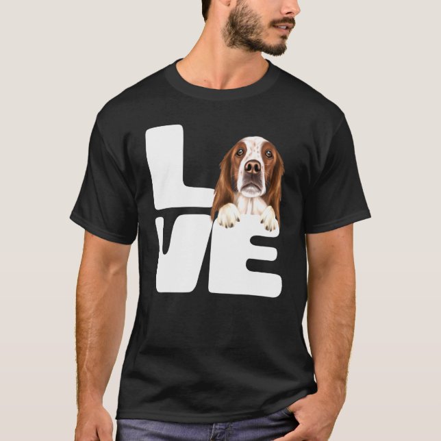Ich Liebe meinen irischen Red and White Setter Hun T-Shirt (Vorderseite)