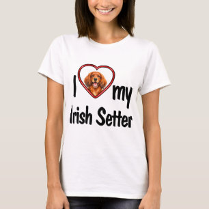 Ich liebe meinen irischen Setter Süßes rotes Herz- T-Shirt