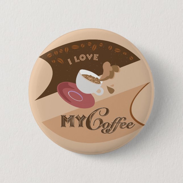 Ich liebe meinen Kaffee Retro Java Button (Vorderseite)