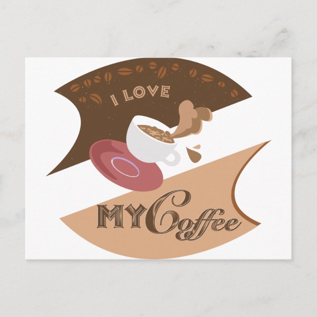 Ich liebe meinen Kaffee Retro Java Postkarte (Vorderseite)
