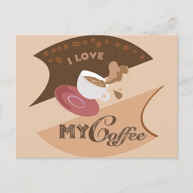 Ich liebe meinen Kaffee Retro Java Postkarte (Vorderseite)