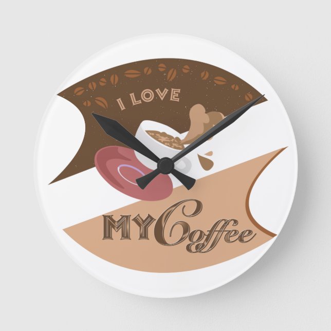 Ich liebe meinen Kaffee Retro Java Runde Wanduhr (Vorderseite)