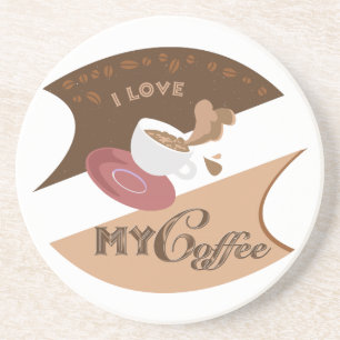 Ich liebe meinen Kaffee Retro Java Sandstein Untersetzer