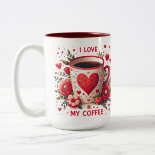 Ich liebe meinen Kaffee Zweifarbige Tasse