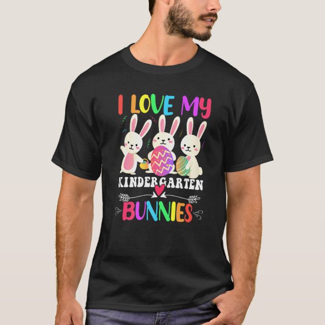 Ich Liebe meinen Kindergarten Bunnies-Lehrer Oster T-Shirt (Vorderseite)