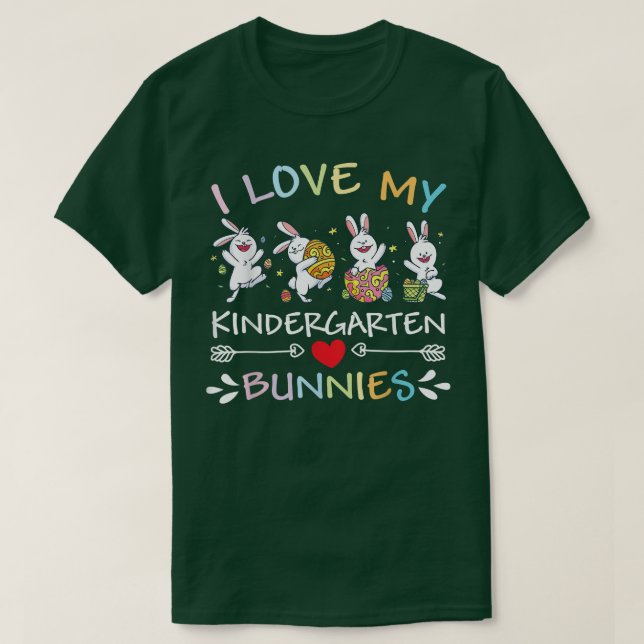 Ich Liebe meinen Kindergarten Bunnies Osterkanbits T-Shirt (Design vorne)