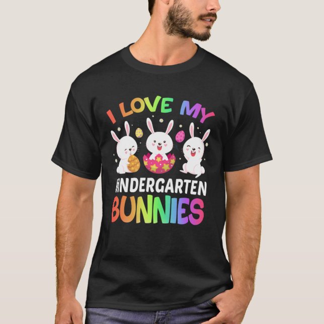 Ich Liebe meinen Kindergarten Bunnies Schüler glüc T-Shirt (Vorderseite)