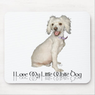 Ich liebe meinen kleinen weißen Hund - Poodle / Bi Mousepad