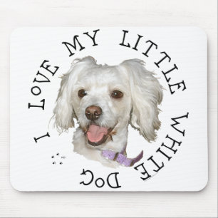 Ich liebe meinen kleinen weißen Hund Pudel / Bicho Mousepad