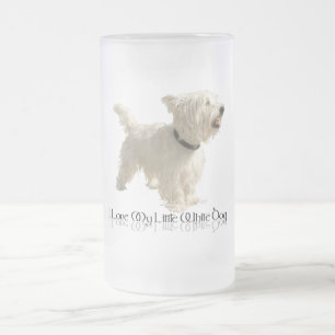 Ich liebe meinen kleinen weißen Hund - Westie Mattglas Bierglas