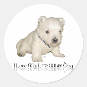 Ich liebe meinen kleinen weißen Hund - Westie Welp Runder Aufkleber
