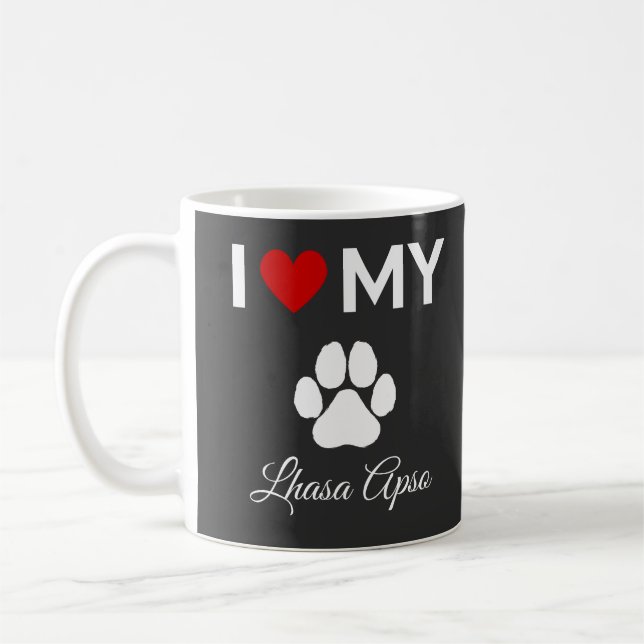 Ich Liebe meinen Lhasa Apso Hundestext Kaffeetasse (Links)