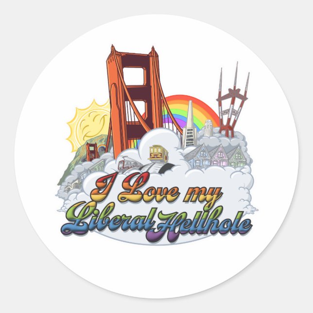 Ich Liebe meinen liberalen Höllensticker Runder Aufkleber (Vorderseite)