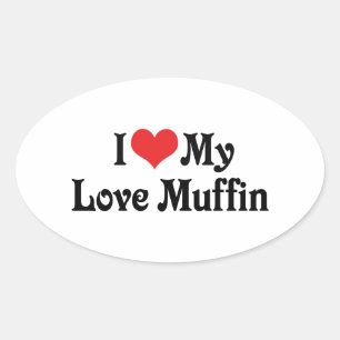 Ich liebe meinen Love Muffin Ovaler Aufkleber