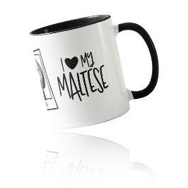 Ich liebe meinen Malteser Pop Art Foto & Name Tasse