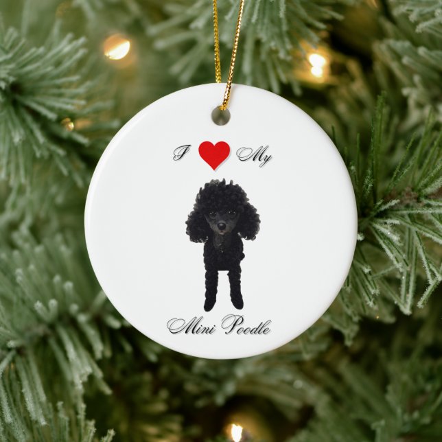 Ich Liebe meinen Mini-Poodle-Standard Keramik Ornament (Baum)