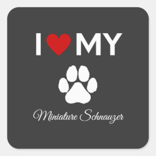 Ich Liebe meinen Miniaturschnauzer-Hund Sondertext Quadratischer Aufkleber