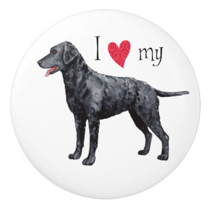 Ich Liebe meinen mit Curly überzogenen Retriever Keramikknauf
