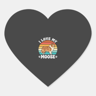 Ich liebe meinen Moose Retro Collie Hund Herz-Aufkleber
