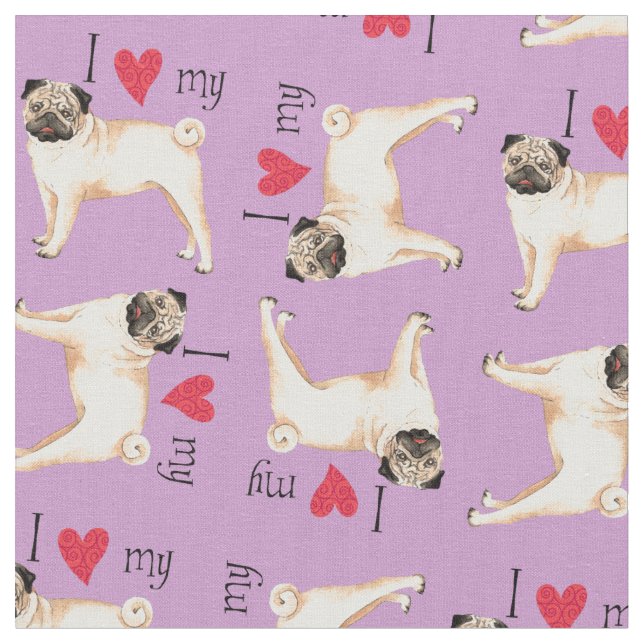 Ich Liebe meinen Mops Stoff (Nahaufnahme)