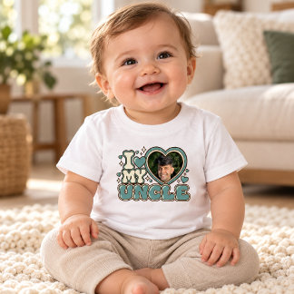 Ich liebe meinen Onkel Personalisiertes Foto Baby T-shirt