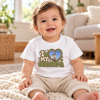 Ich liebe meinen Opa personalisiertes Foto-Baby-T- Baby T-shirt