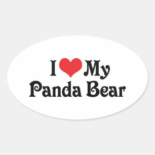 Ich liebe meinen Panda-Bären Ovaler Aufkleber