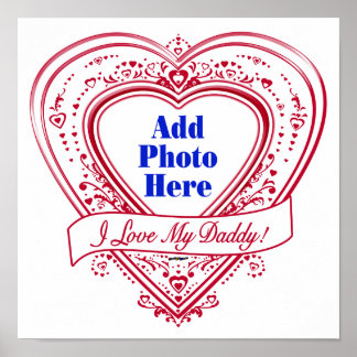 Ich Liebe meinen Papa! Foto Red Hearts Poster