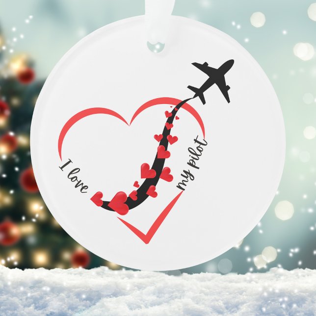 'Ich liebe meinen Piloten', Luftfahrt, Einfach, Pe Ornament (Von Creator hochgeladen)