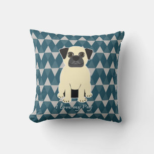 Ich liebe meinen Pug, Blue Diamonds Muster Kissen