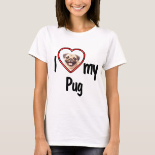 Ich liebe meinen Pug - Cute Red Heart Foto Rahmen T-Shirt