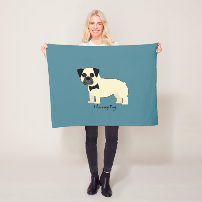 Ich liebe meinen Pug Fleecedecke (Beispiel)