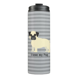 Ich liebe meinen Pug Gray Lined Thermosbecher