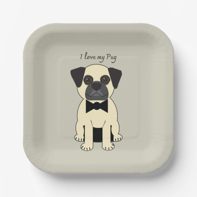 Ich liebe meinen Pug Pappteller (Vorderseite)