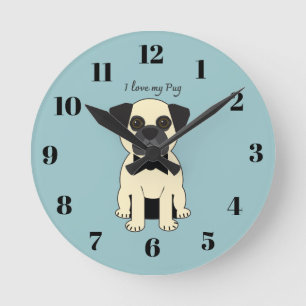 Ich liebe meinen Pug Runde Wanduhr
