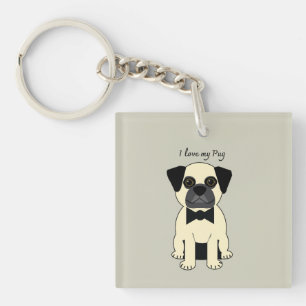 Ich liebe meinen Pug Schlüsselanhänger