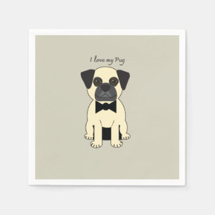 Ich liebe meinen Pug Serviette