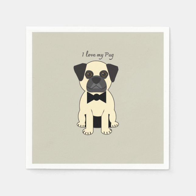 Ich liebe meinen Pug Serviette (Vorderseite)