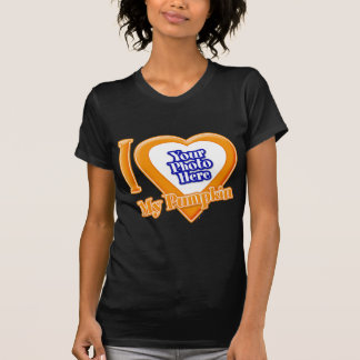 Ich Liebe meinen Pumpkin mit deinem Foto T - Shirt