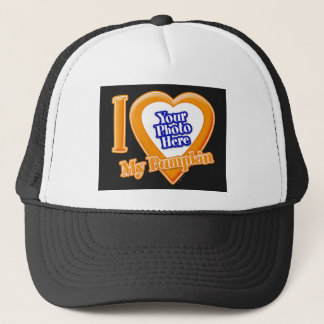 Ich Liebe meinen Pumpkin mit deinem Foto Trucker H Truckerkappe