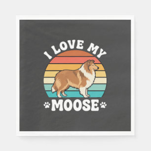 Ich liebe meinen Retro-Collie-Elch-Hund Serviette
