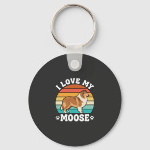 Ich liebe meinen Retro-Collie-Hund Moose Schlüsselanhänger