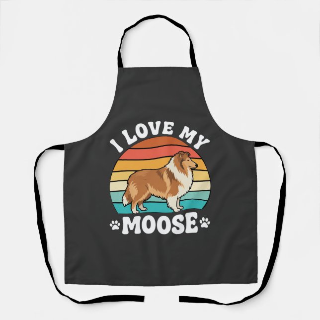 Ich liebe meinen Retro-Collie-Hund Moose Schürze (Vorderseite)
