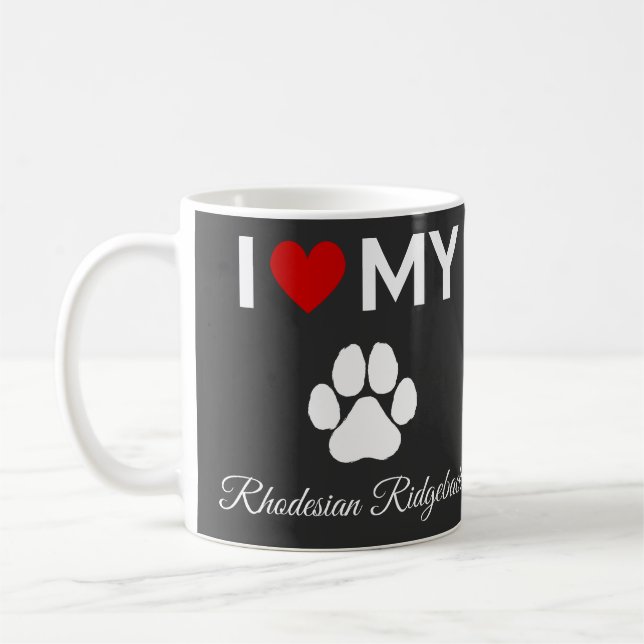 Ich Liebe meinen Rhodesian Ridgeback Hundetext Kaffeetasse (Links)
