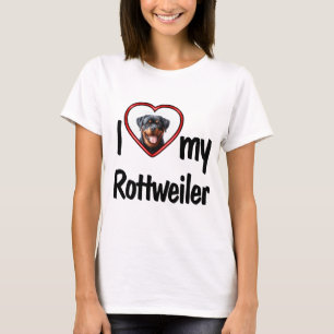 Ich liebe meinen Rottweiler Süße Herz-Foto-Rahmen T-Shirt