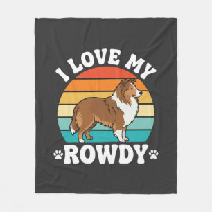 Ich liebe meinen Rowdy-Sheltie Retro-Hund Fleecedecke