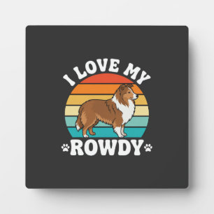 Ich liebe meinen rowdy Sheltie Retro Hund Fotoplatte