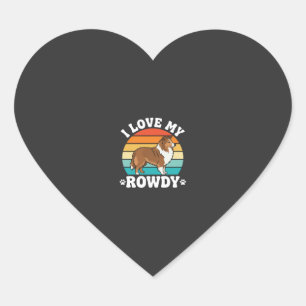Ich liebe meinen Rowdy-Sheltie Retro-Hund Herz-Aufkleber